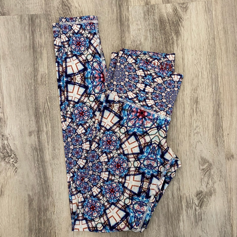 Wolven Kaleidoscope Print Leggings - Blue Multicolor
